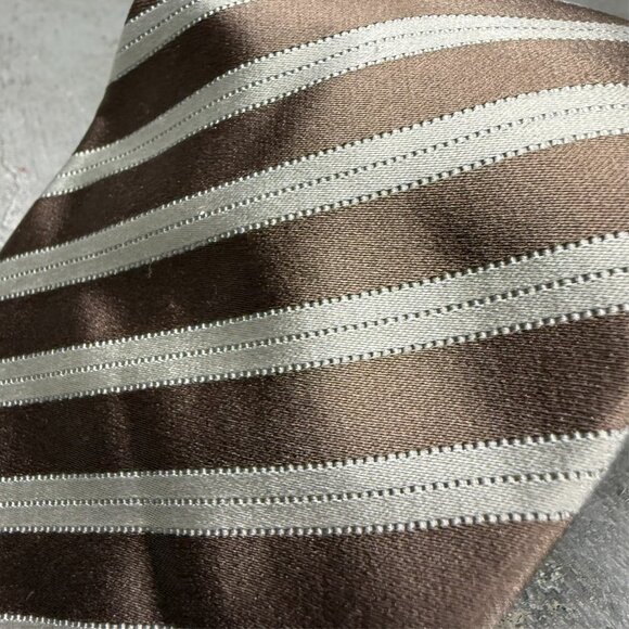 Stefano Ricci Tie "Luxury Collection" Striped Silk Made in Italy Satin Gold 4" - Picture 2 of 11
